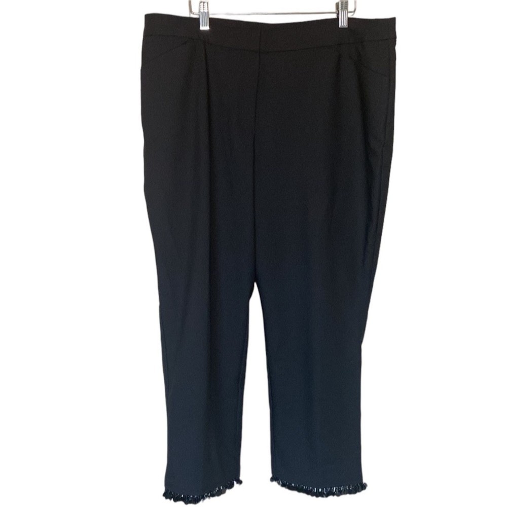 NWOT Chico's The Ultimate Fit Beaded Hem Slim Ankle Women's Black Pants 3P